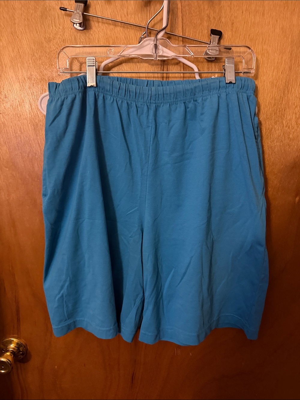 Athletic Elastic-Waist Teal Blue Shorts